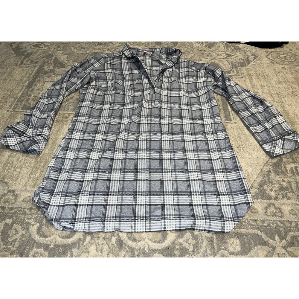 Victoria's Secret womens v neck Nightgown gown sz large gray plaid